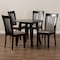 Baxton Studio Maisie Sand Upholstered and Dark Brown Wood 5-Piece Dining Set 169-9397-10896 - alternate 8